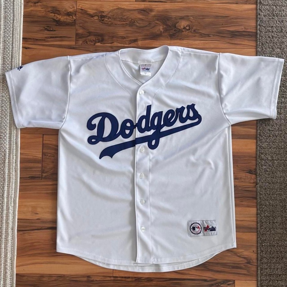 Majestic Los Angeles Dodgers MLB Blank Baseball Jersey White Made in Korea Large